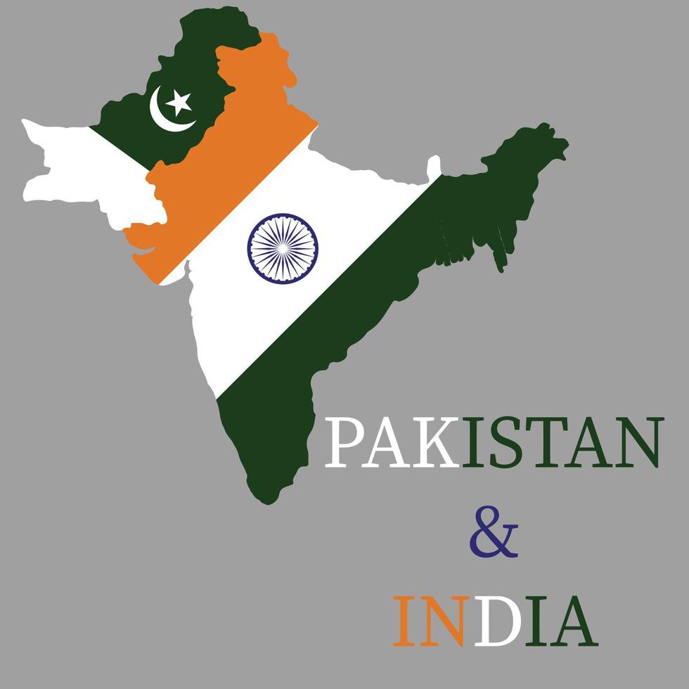 gratis vector Pakistán y India mapa con bandera