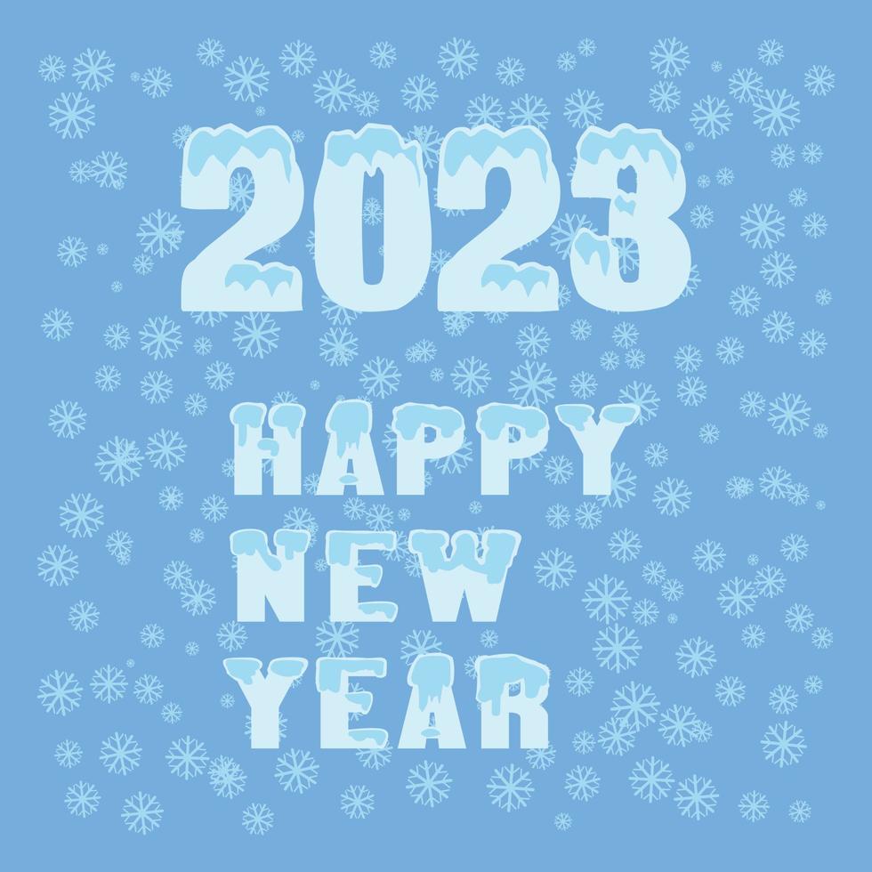 free wector Happy New Year 2023 in Winter and snow faling vector