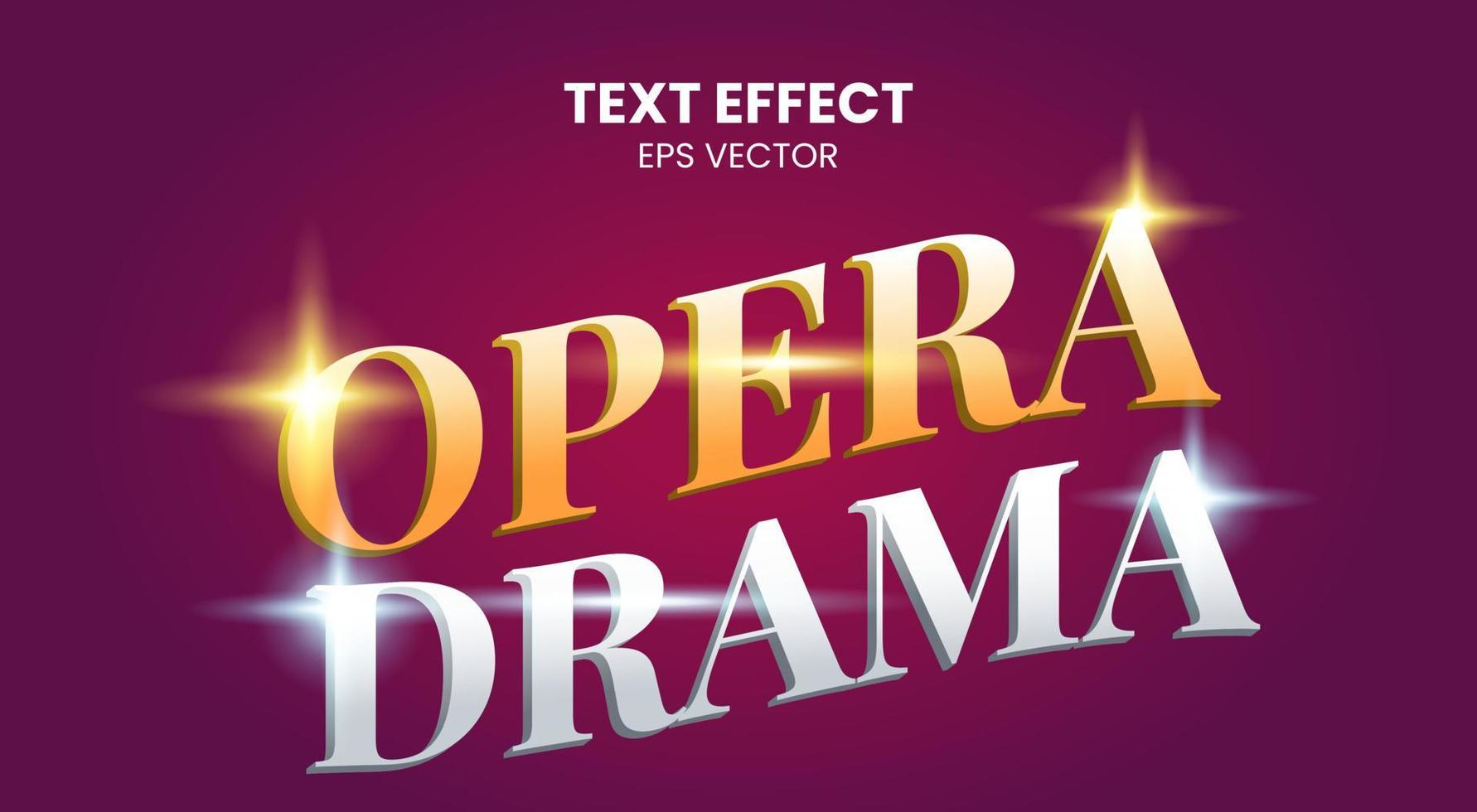 Opera Drama Gold and Silver Text Effect vector