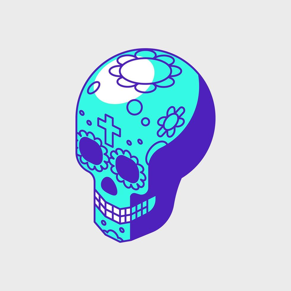 Mexican skull calavera isometric vector icon illustration