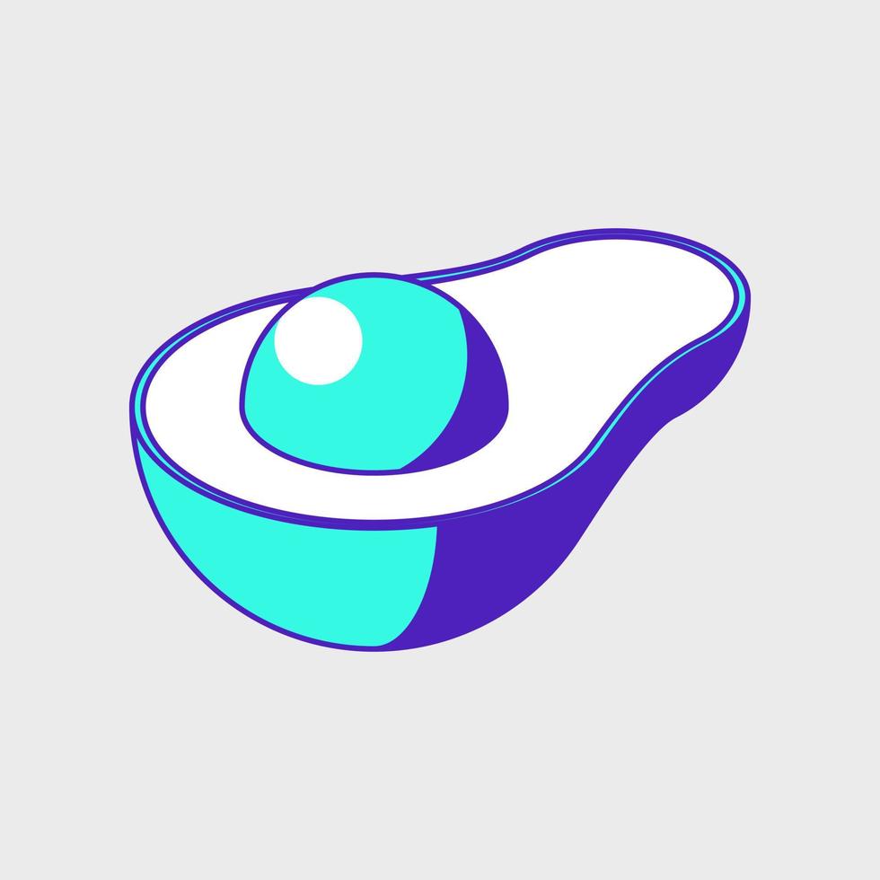 Avocado cut in half isometric vector icon illustration