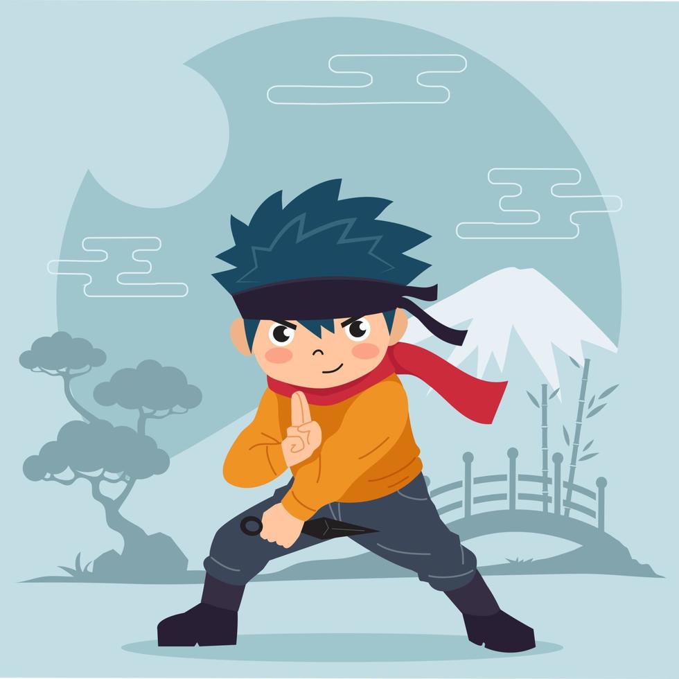 Ninja Boy on Training vector