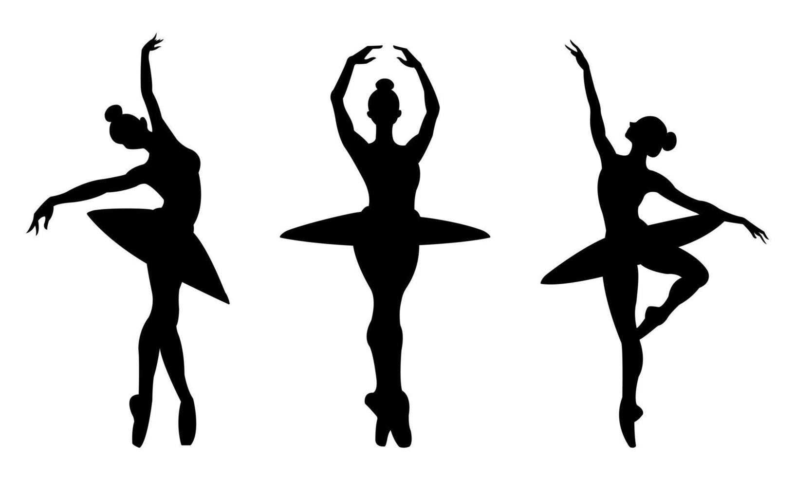 Beautiful set of silhouettes of a ballet dancer and a gymnast on a ...