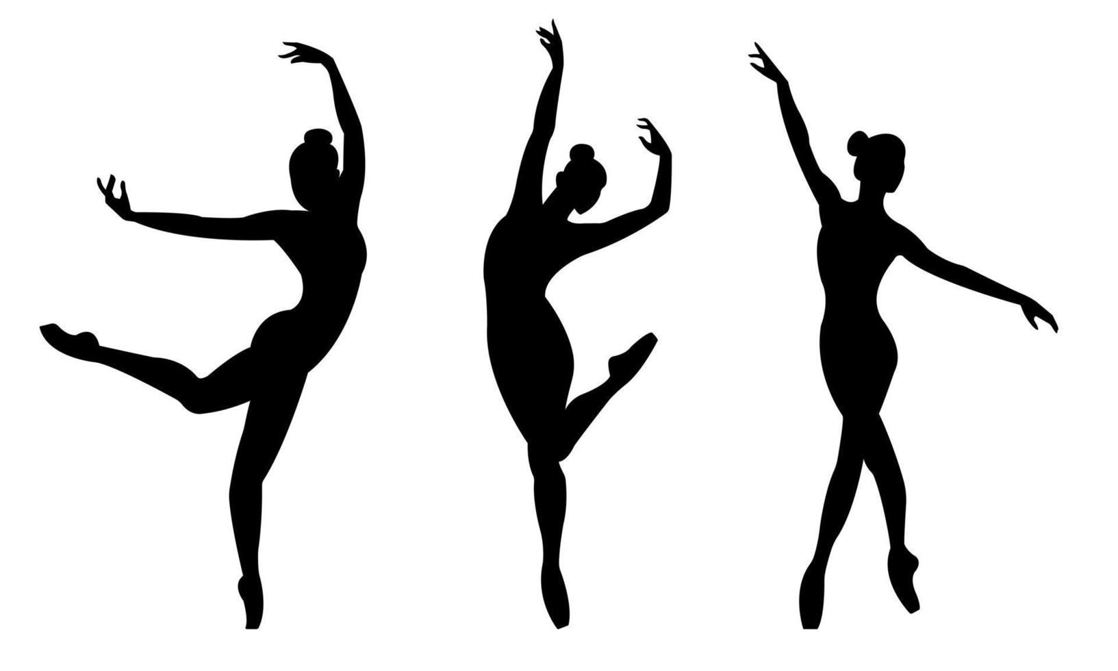 Beautiful set of silhouettes of a ballet dancer and a gymnast on a white background vector