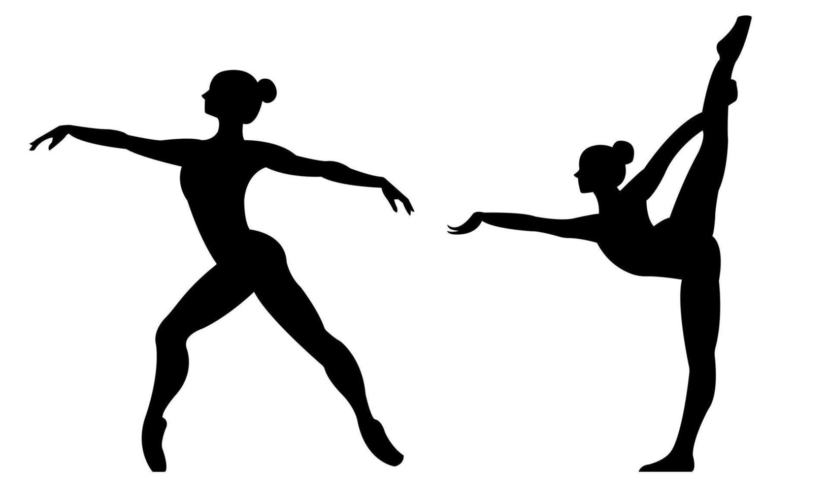 Beautiful set of silhouettes of a ballet dancer and a gymnast on a white background vector