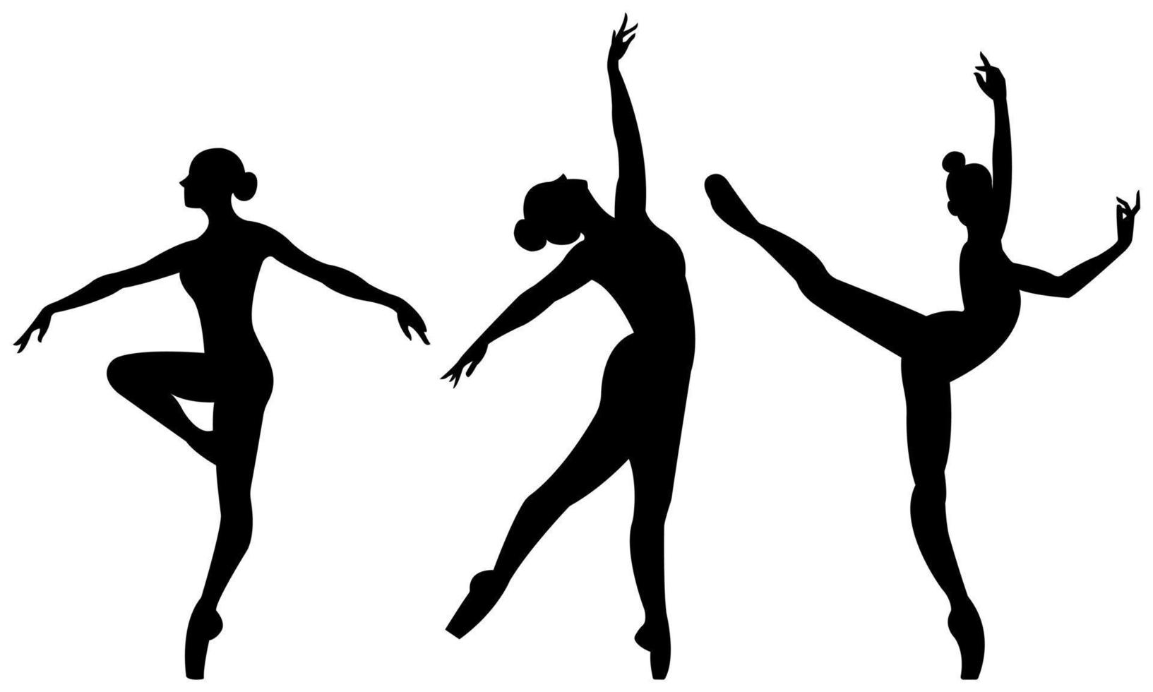 Beautiful set of silhouettes of a ballet dancer and a gymnast on a white background vector