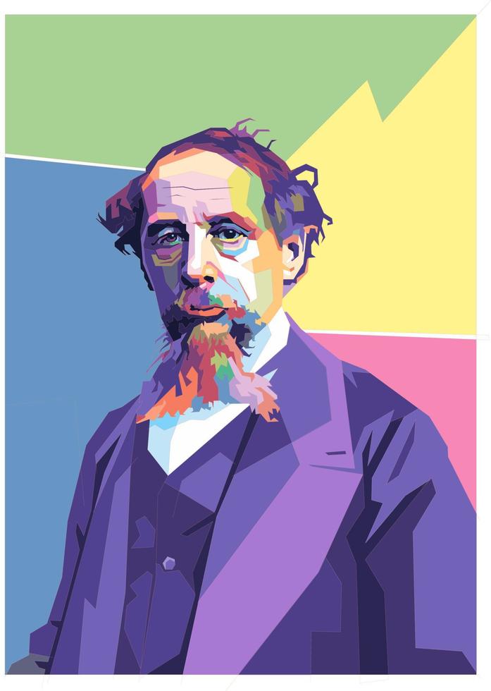 vector image of Charles John Huffam Dickens, a well-known British novelist or romance writer