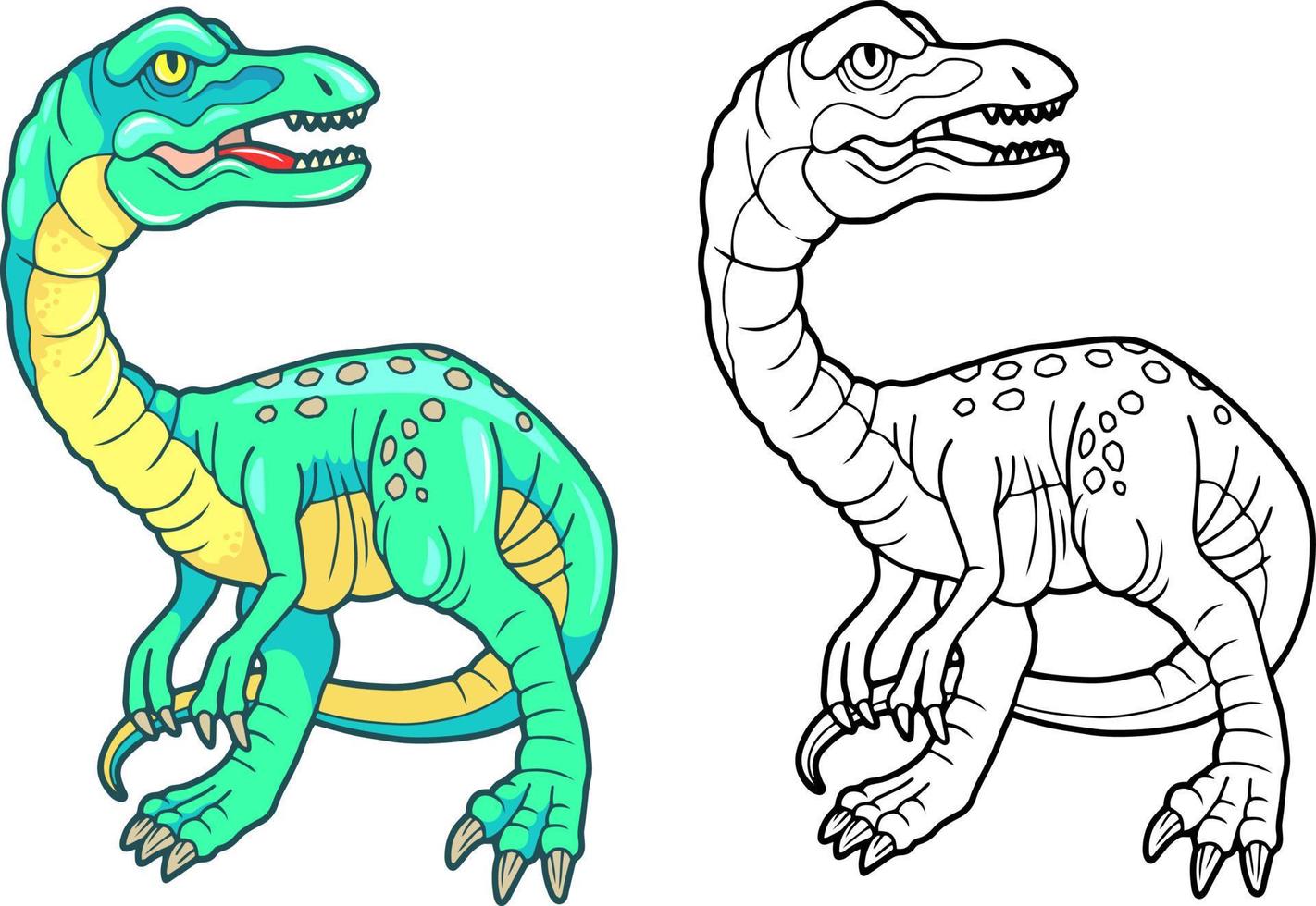 prehistoric dinosaur compsognathus, funny illustration vector