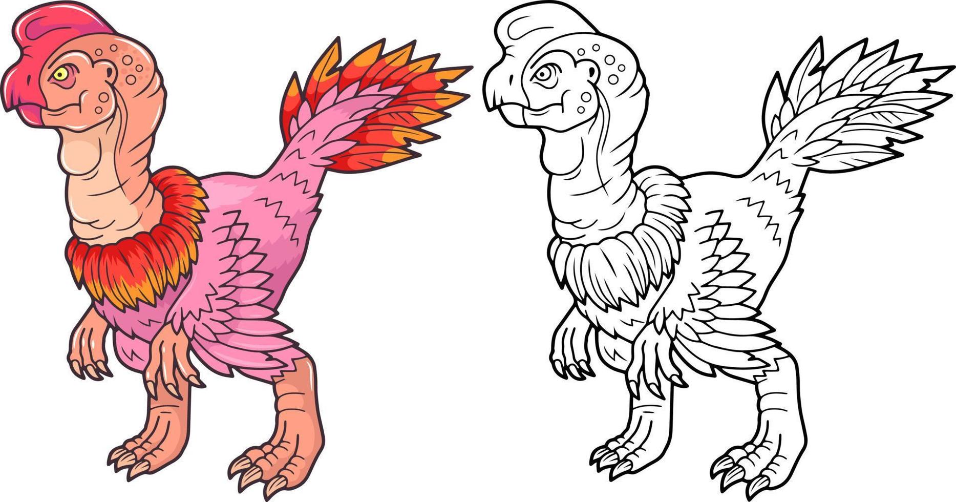 prehistórico dinosaurio oviraptor, ilustración diseño vector