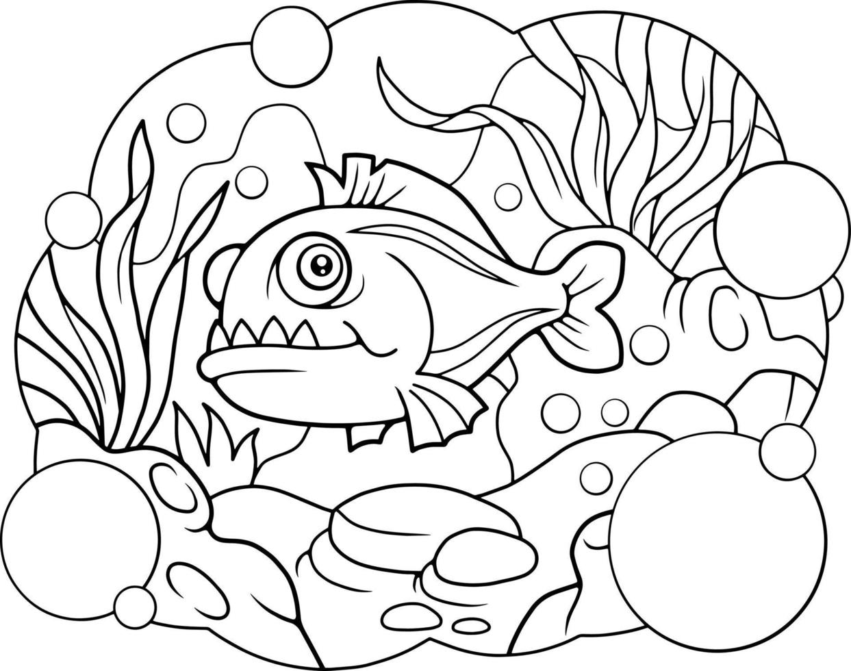 funny piranha fish vector