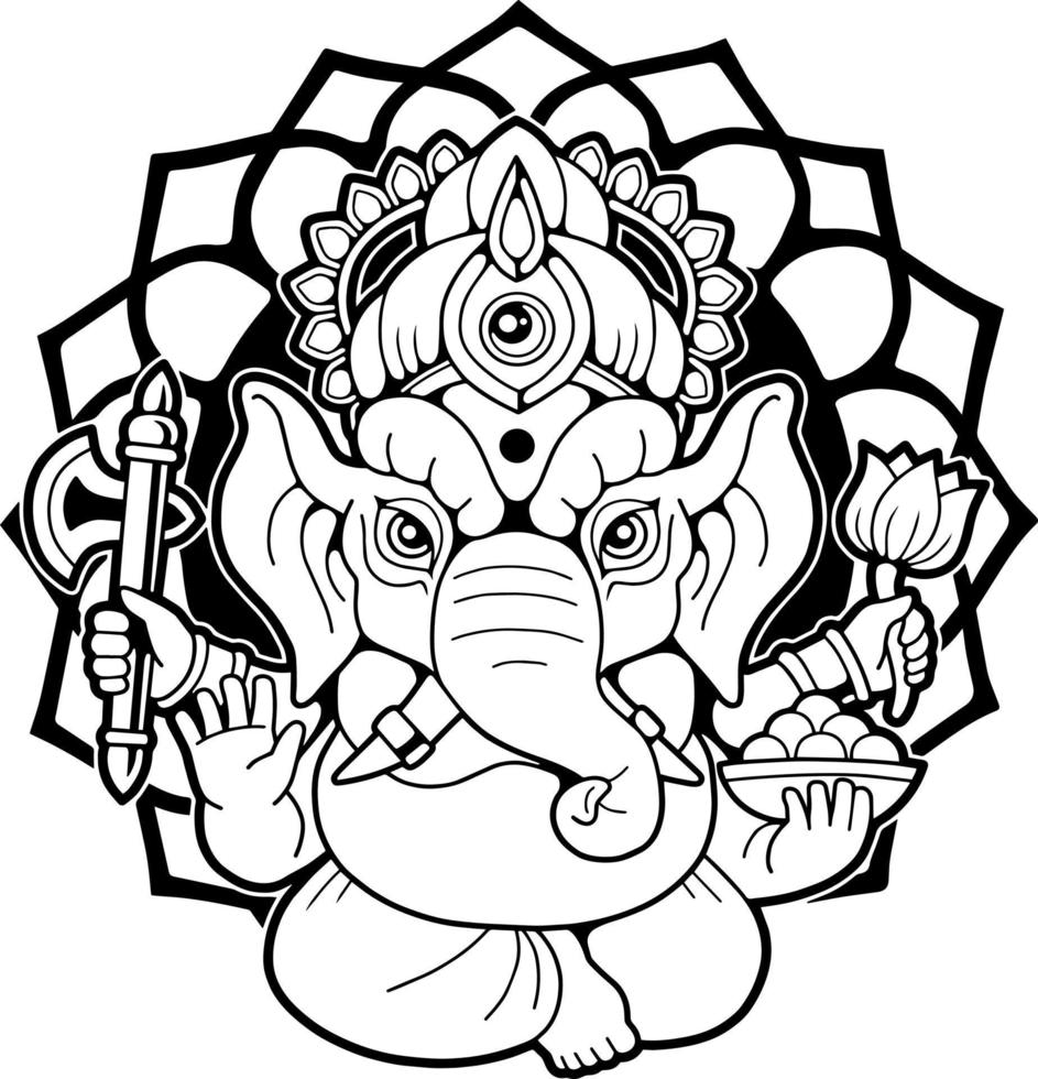 indian elephant god ganesha, illustration design vector