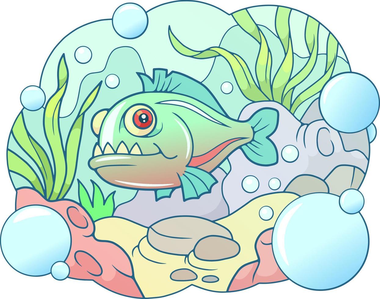 funny piranha fish vector