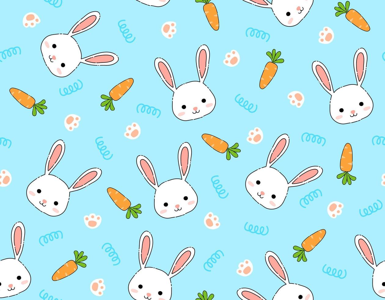 Cute Doodle Rabbit pattern vector