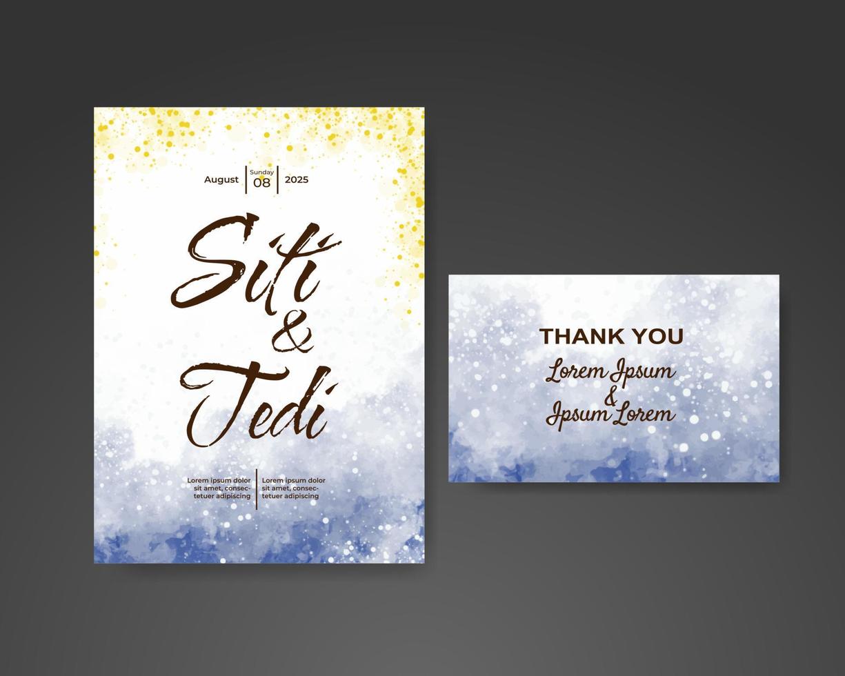 Wedding invitation with abstract watercolor background vector