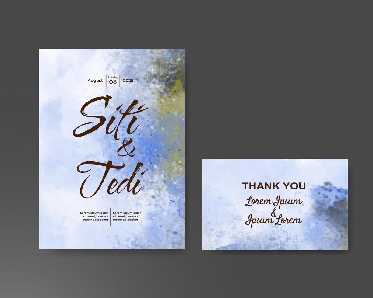 Wedding invitation with abstract watercolor background vector