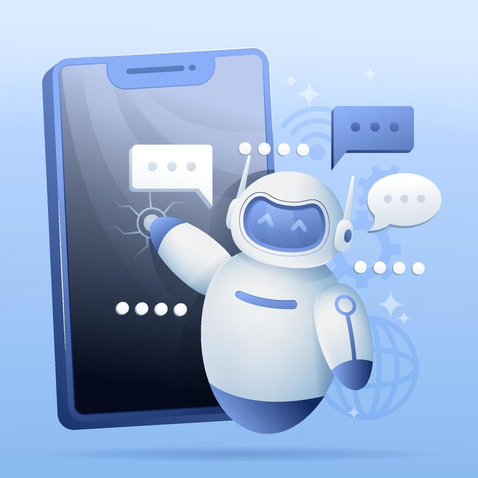 Chat GPT with Robot Concept vector