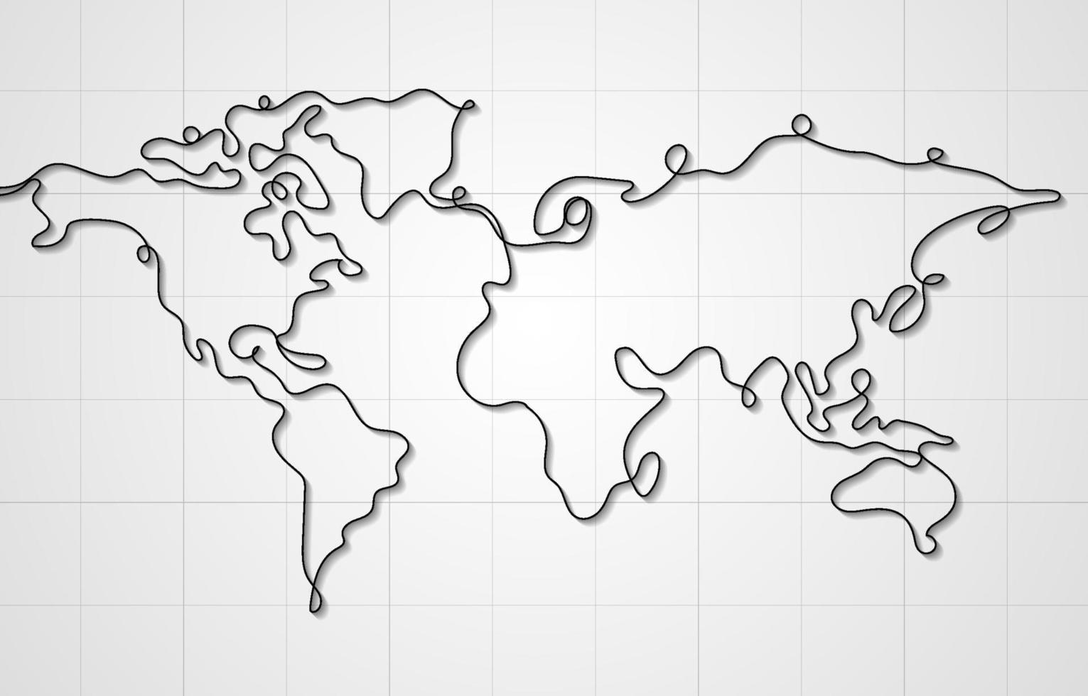 World Map Outline Style Concept vector