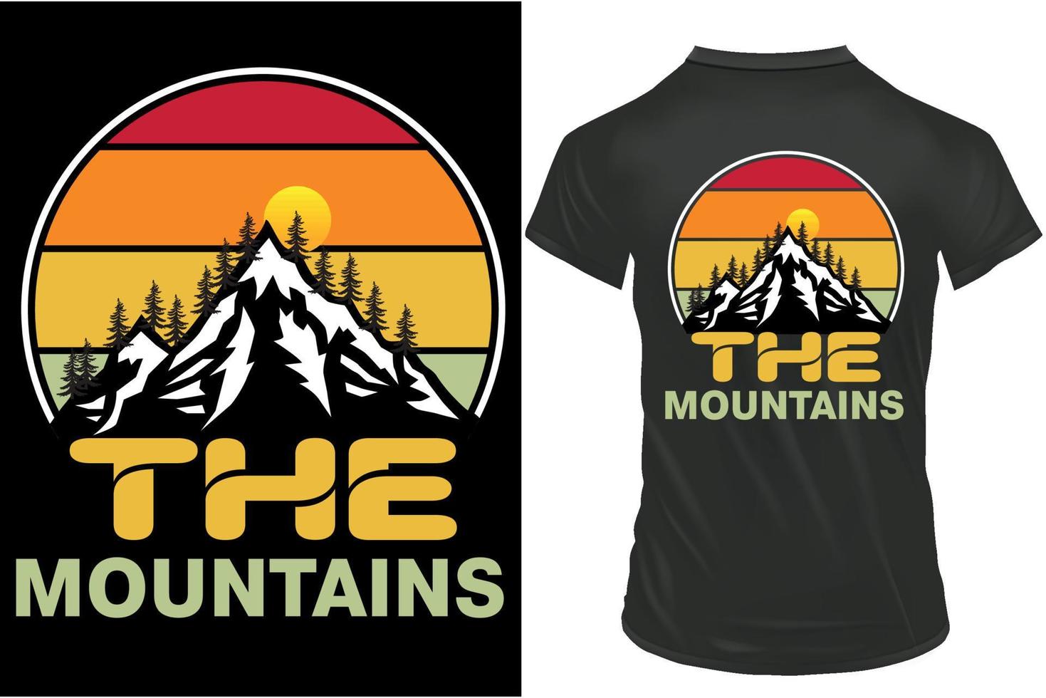 The mountains retro vintage t-shirt design, Outdoor mountain t-shirt design. vector