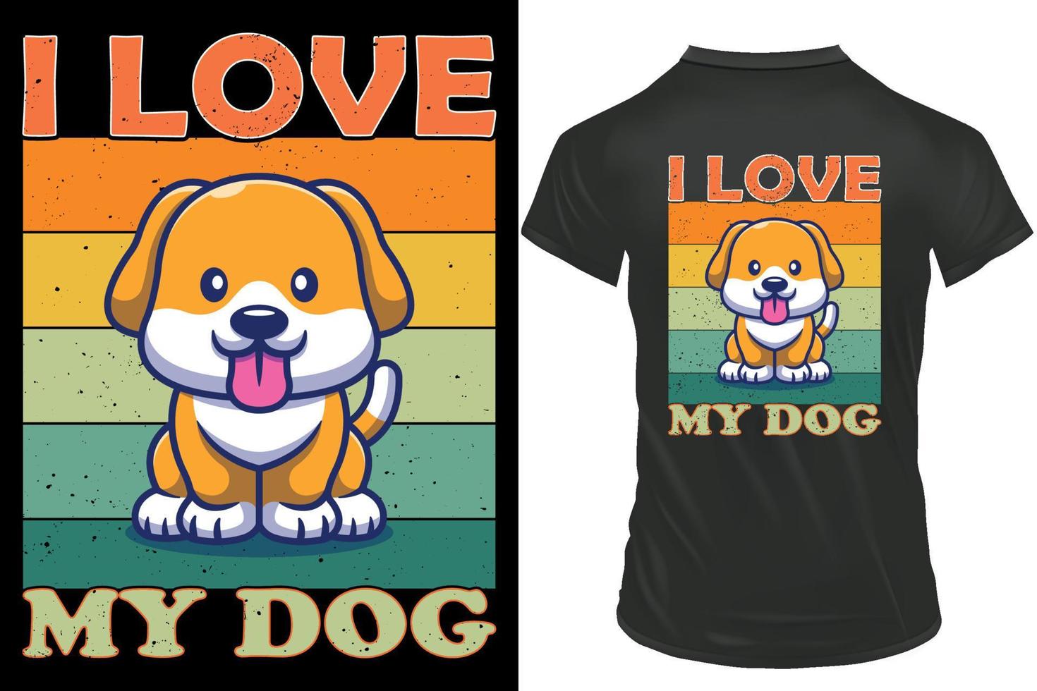 I love My Dog Retro vintage t shirt design with dog vector. vector