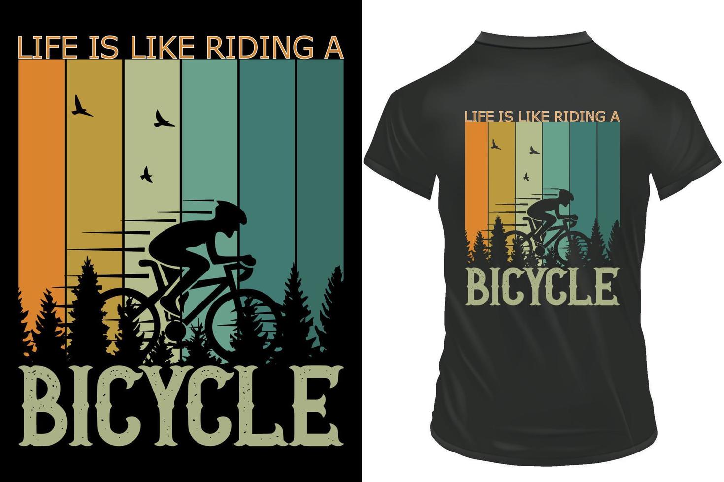life is like riding a bicycle slogan Retro vintage t-shirt design, illustration vector design.