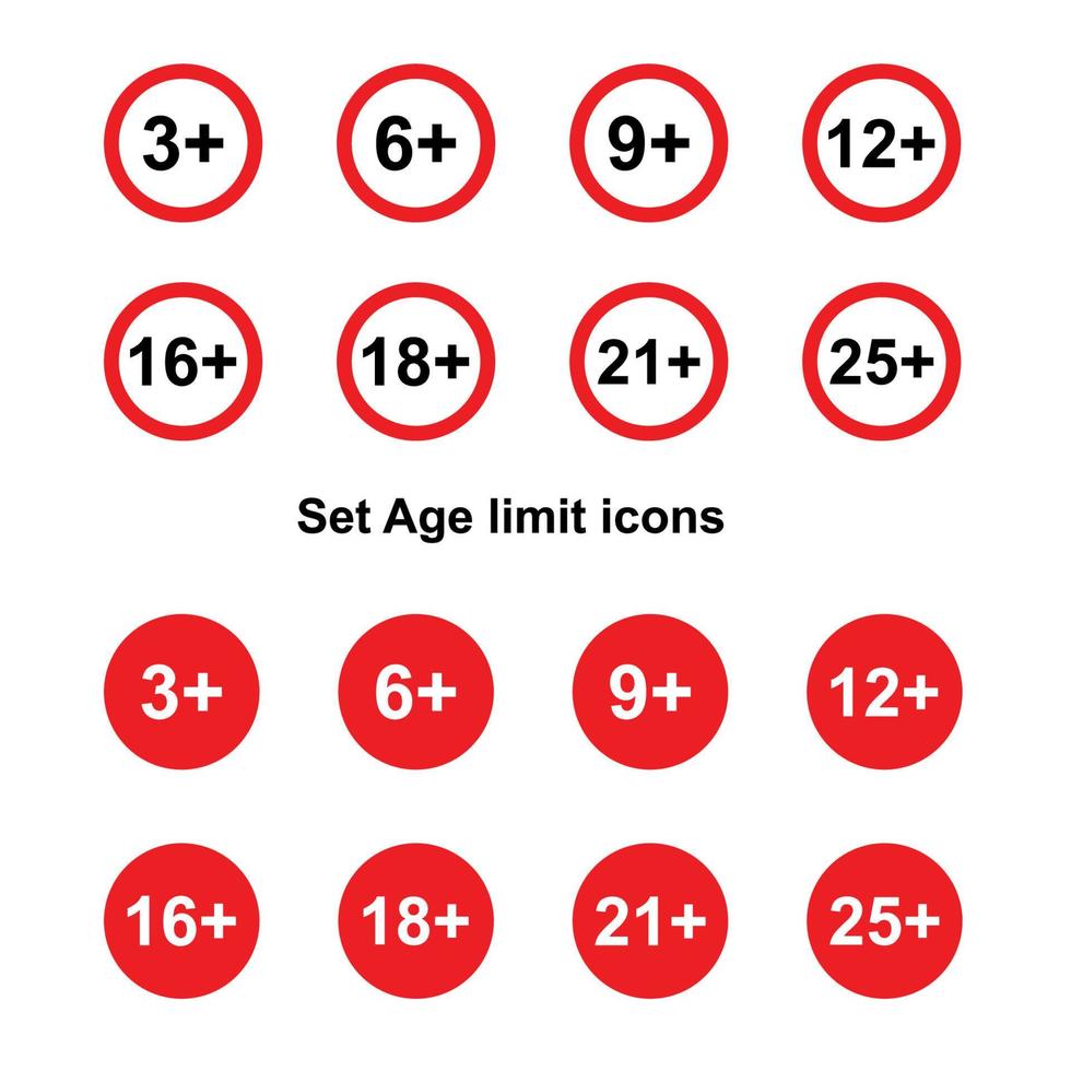 Set of age restrictions signs. Age limit icons. vector