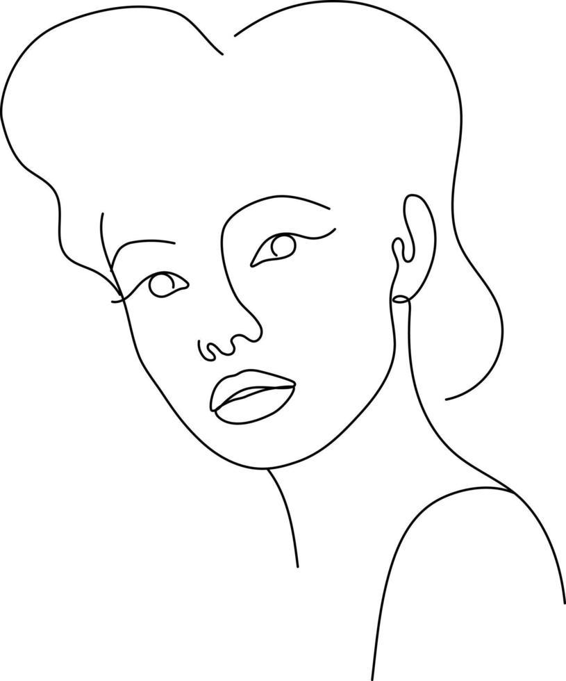 Modern line art abstract female vector portrait