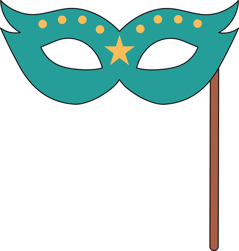 Blue carnival mask on stick vector