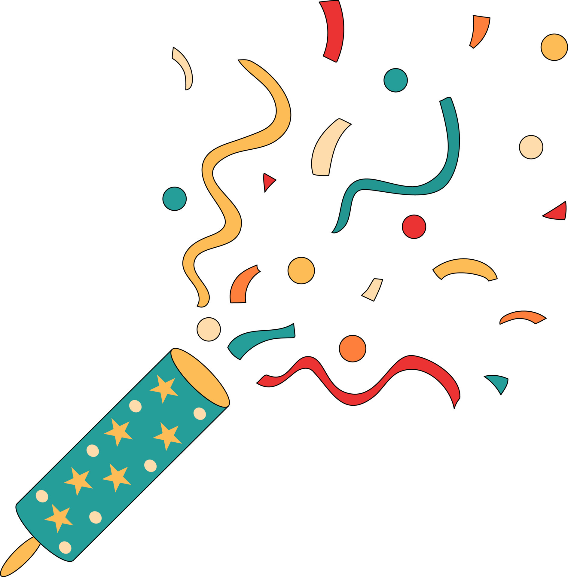 Party popper with flying confetti 20544420 Vector Art at Vecteezy