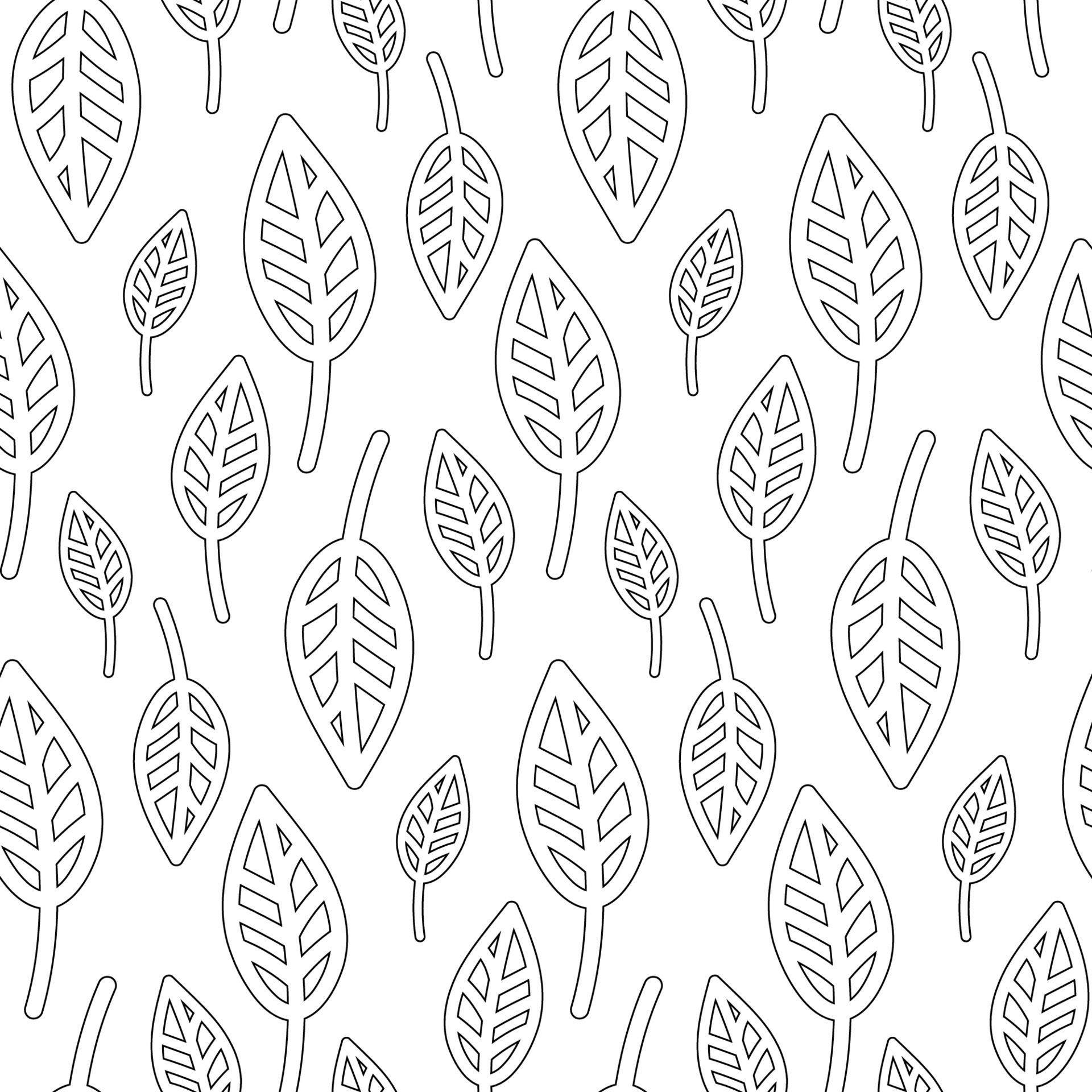 Seamless botanical pattern with silhouette hand drawn green leaves on