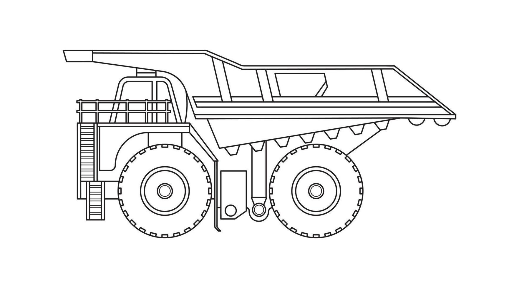 Hand drawn color children construction large size mining truck clipart vector