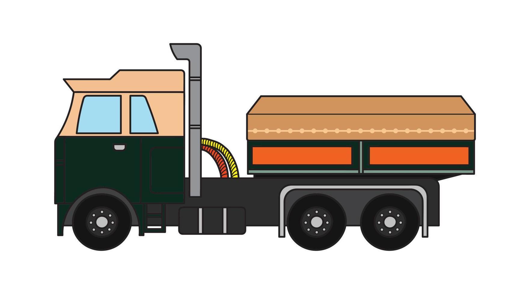 Vector illustration color children construction mini size retro classic dump truck clipart