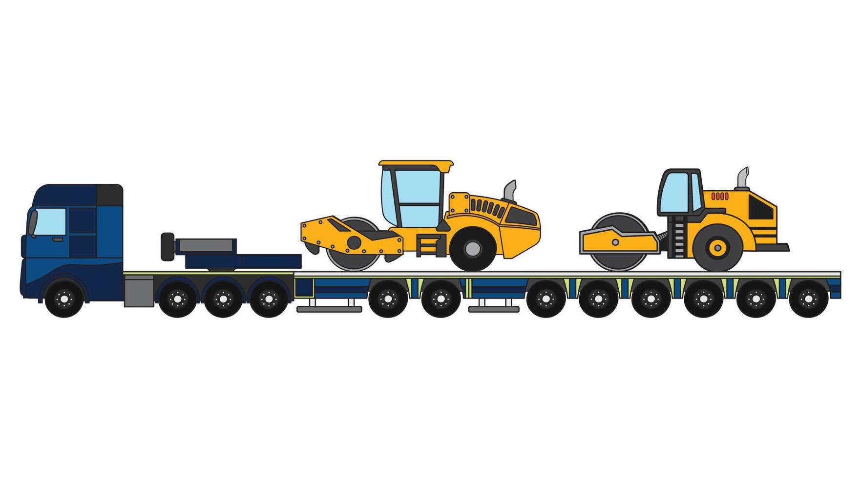 Vector illustration color children construction lorry truck transporting compactors clipart