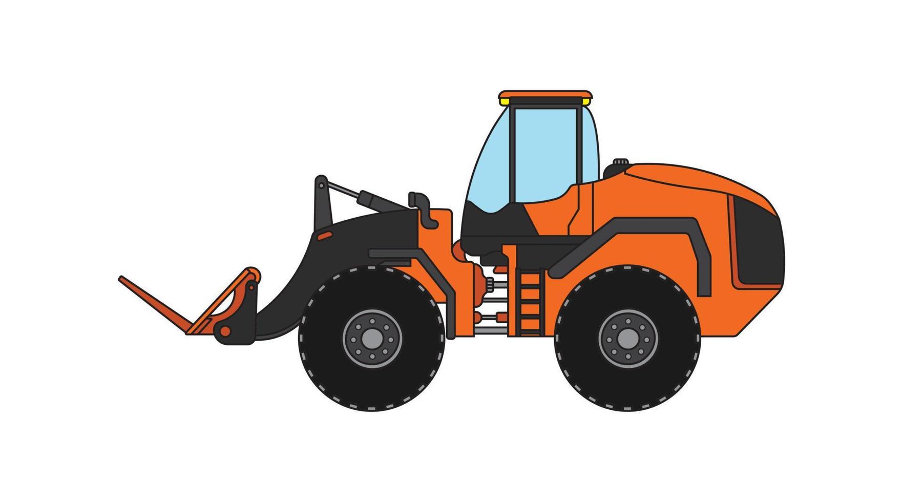 Vector illustration color children forklift wheel loader construction machine clipart