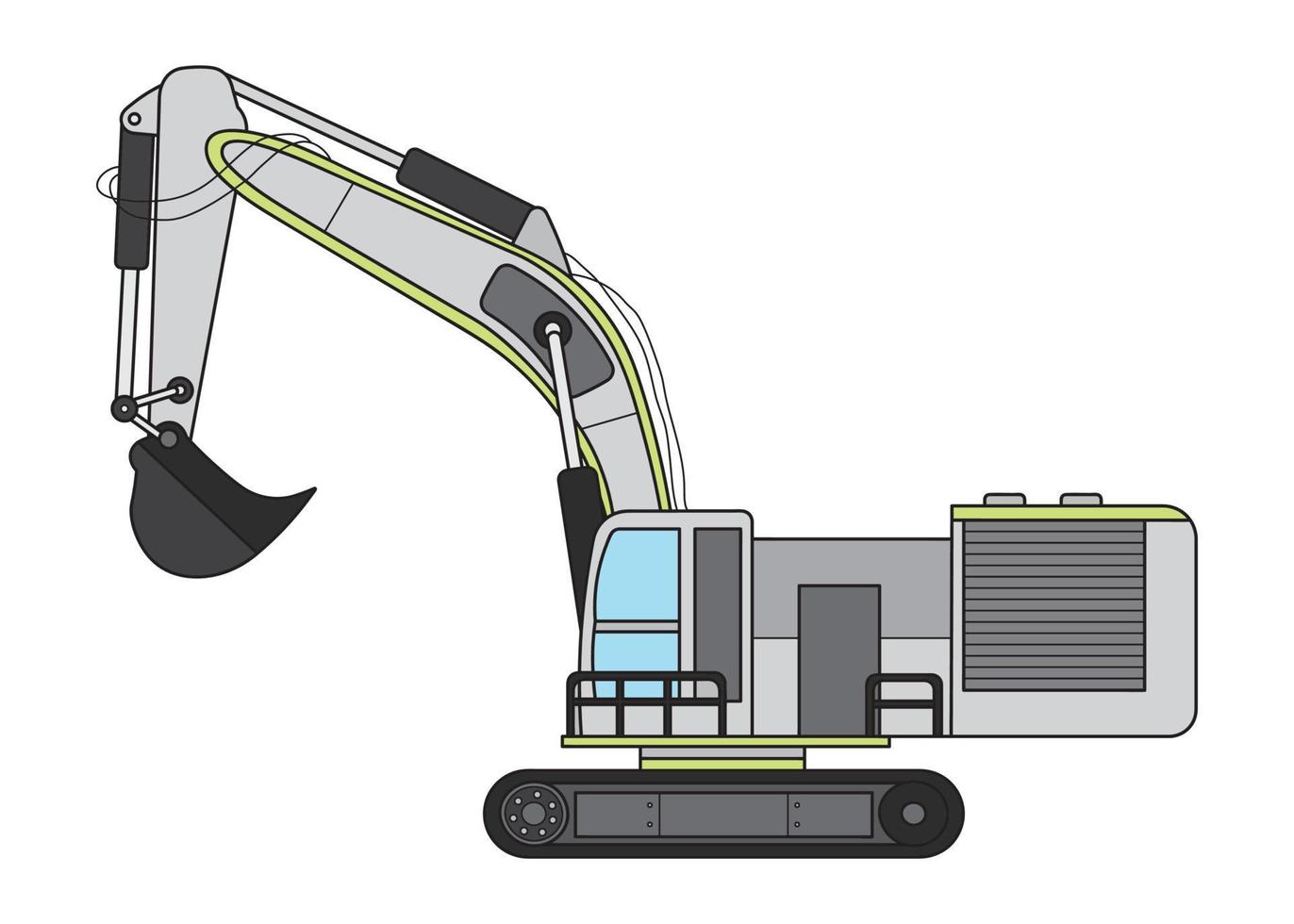 Vector illustration color children construction medium size excavator crawler construction machine clipart