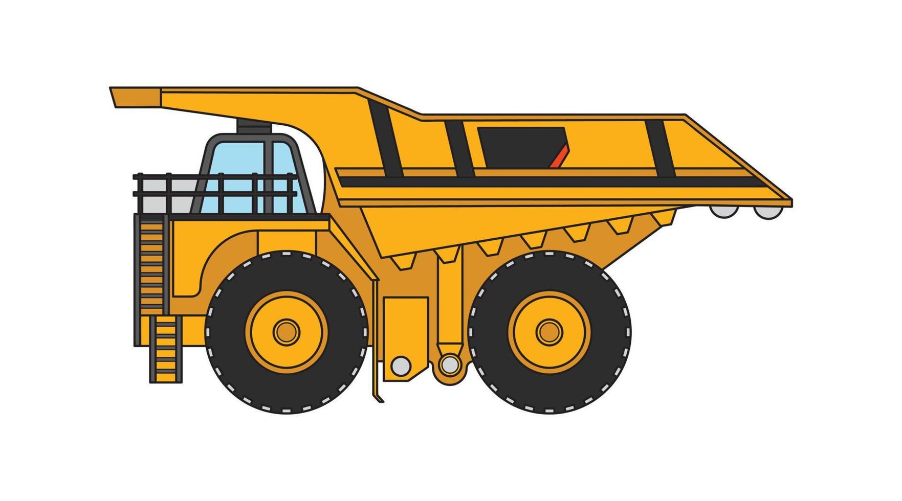 Vector illustration Hand drawn color children construction large size mining truck clipart