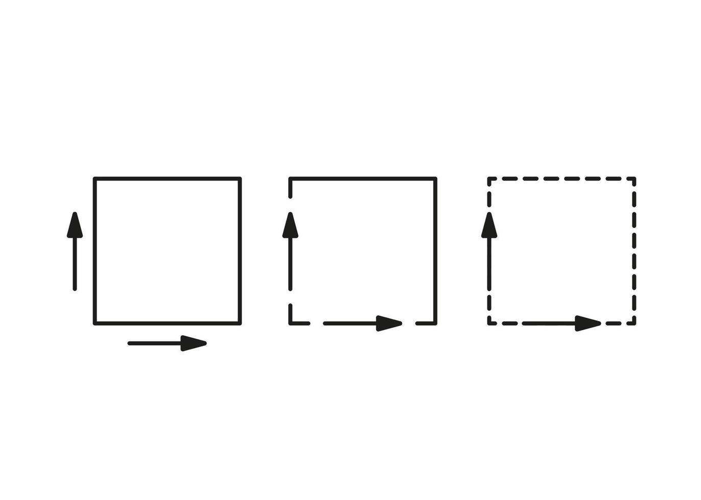 metro cuadrado, conjunto de iconos de área de tamaño m2. signo de dimensión de la superficie de medición. medida de lugar con flecha de largo y ancho. cantidad metro cuadrado de espacio. ilustración vectorial vector