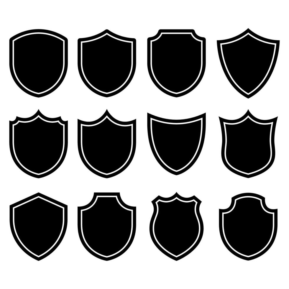 Set Of Glyph Style Shields vector