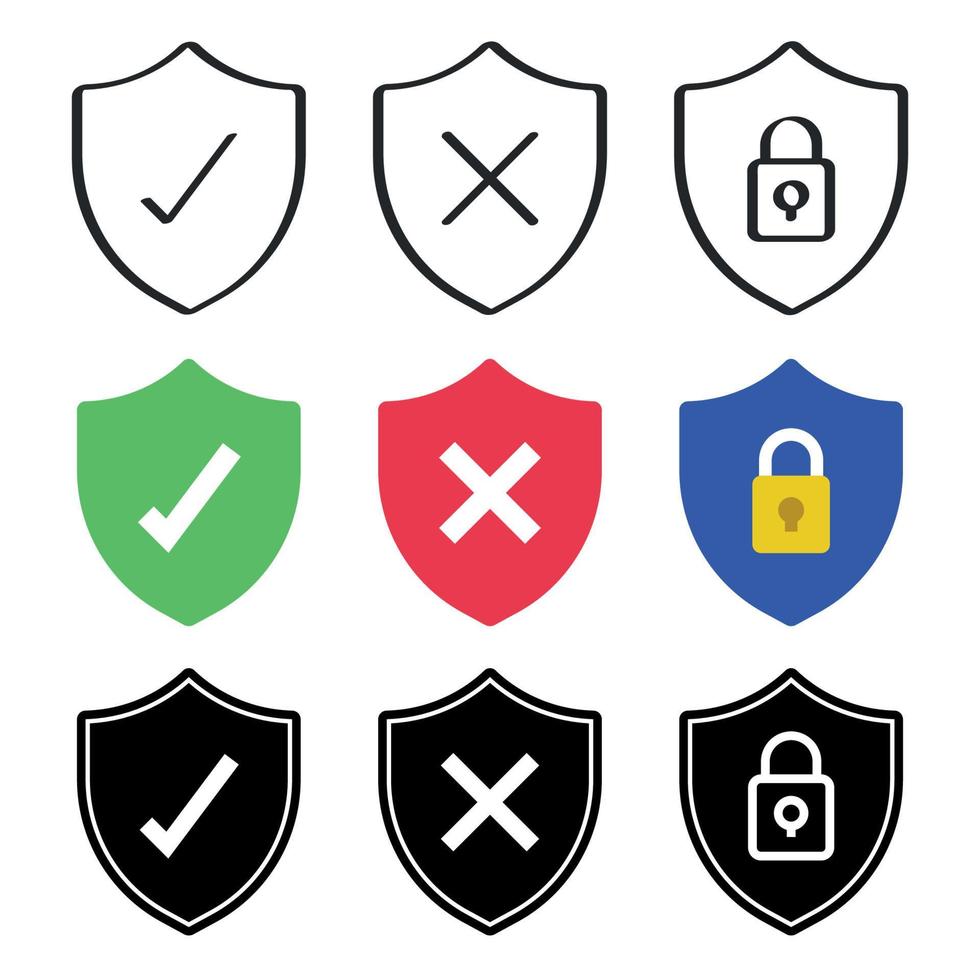 Check Cross And Secure Shields vector