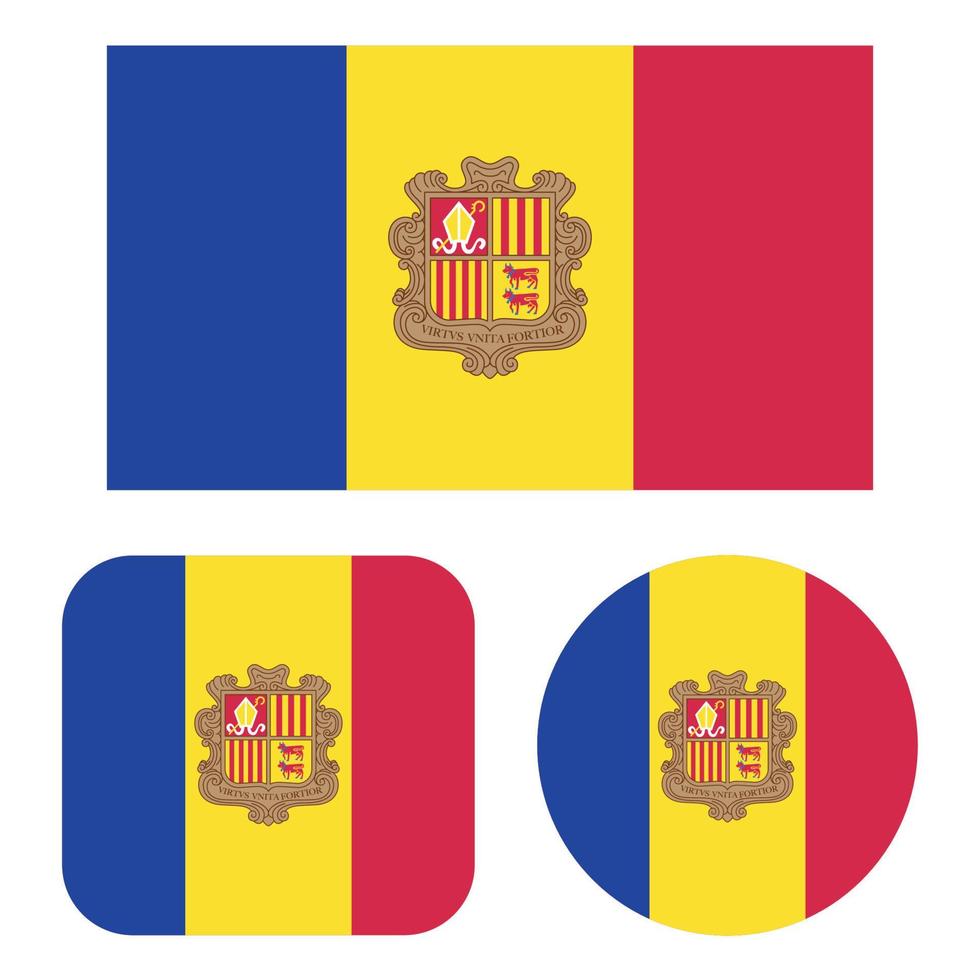 Andorra Flag In Rectangle Square And Circle vector