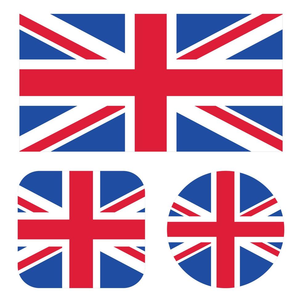 Uk Flag In Rectangle Square And Circle vector