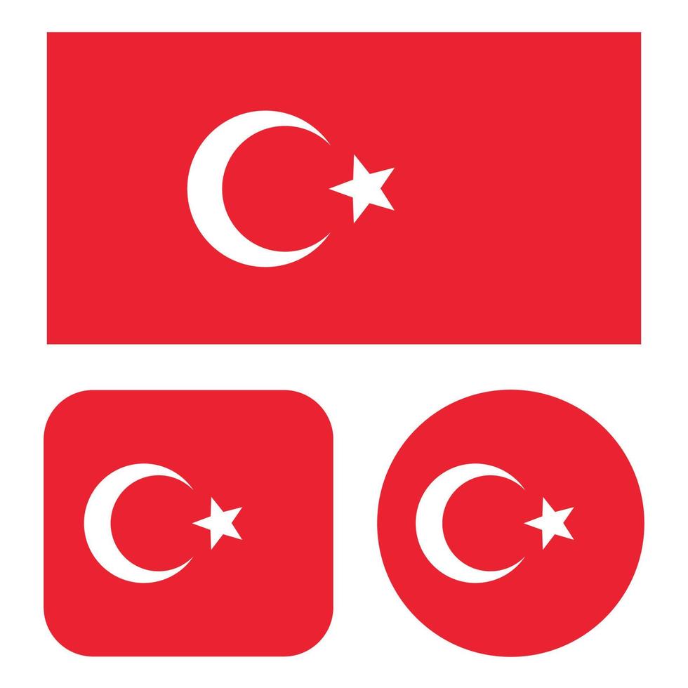 Turkey Flag In Rectangle Square And Circle vector