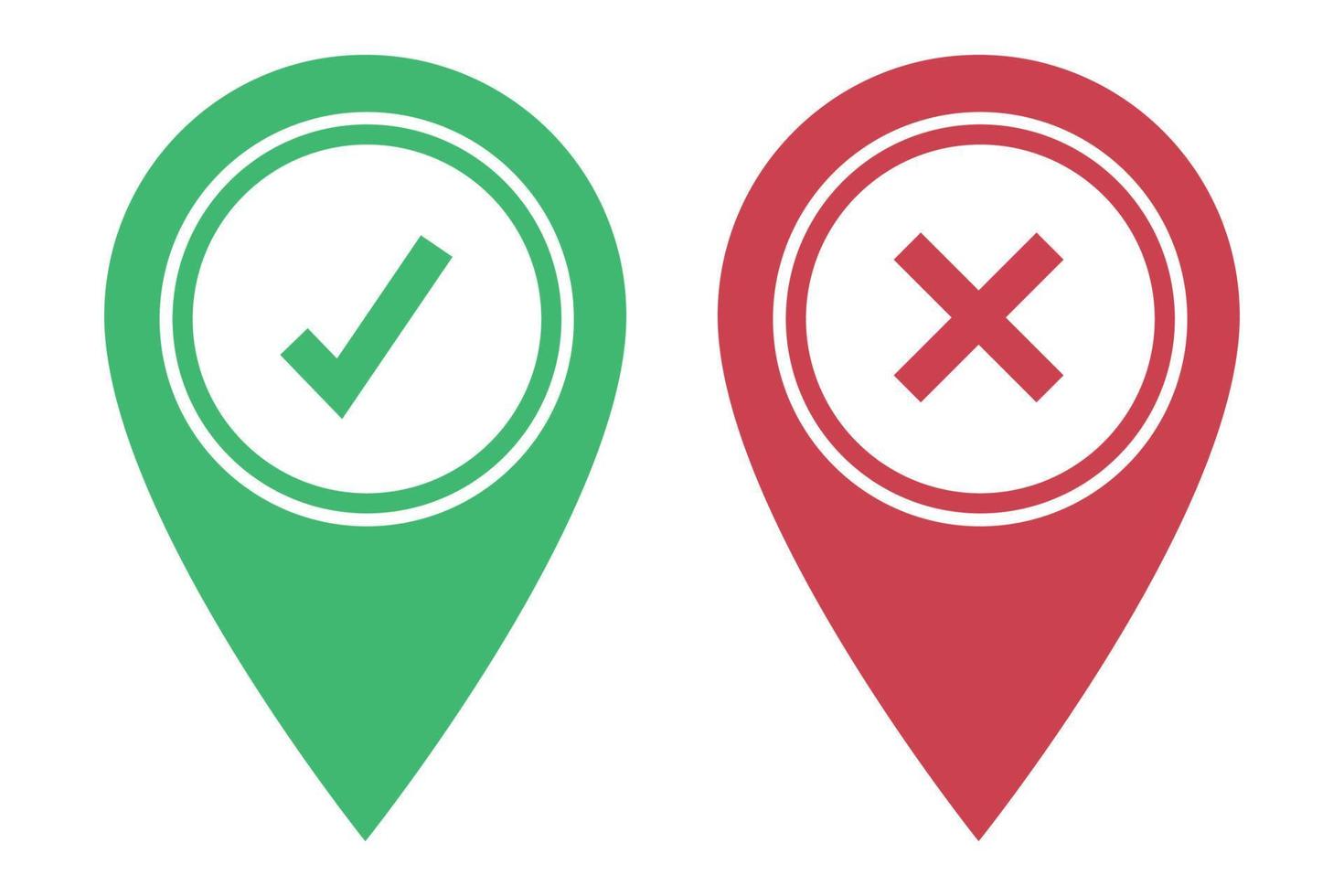 Check And Cross Location Pins vector