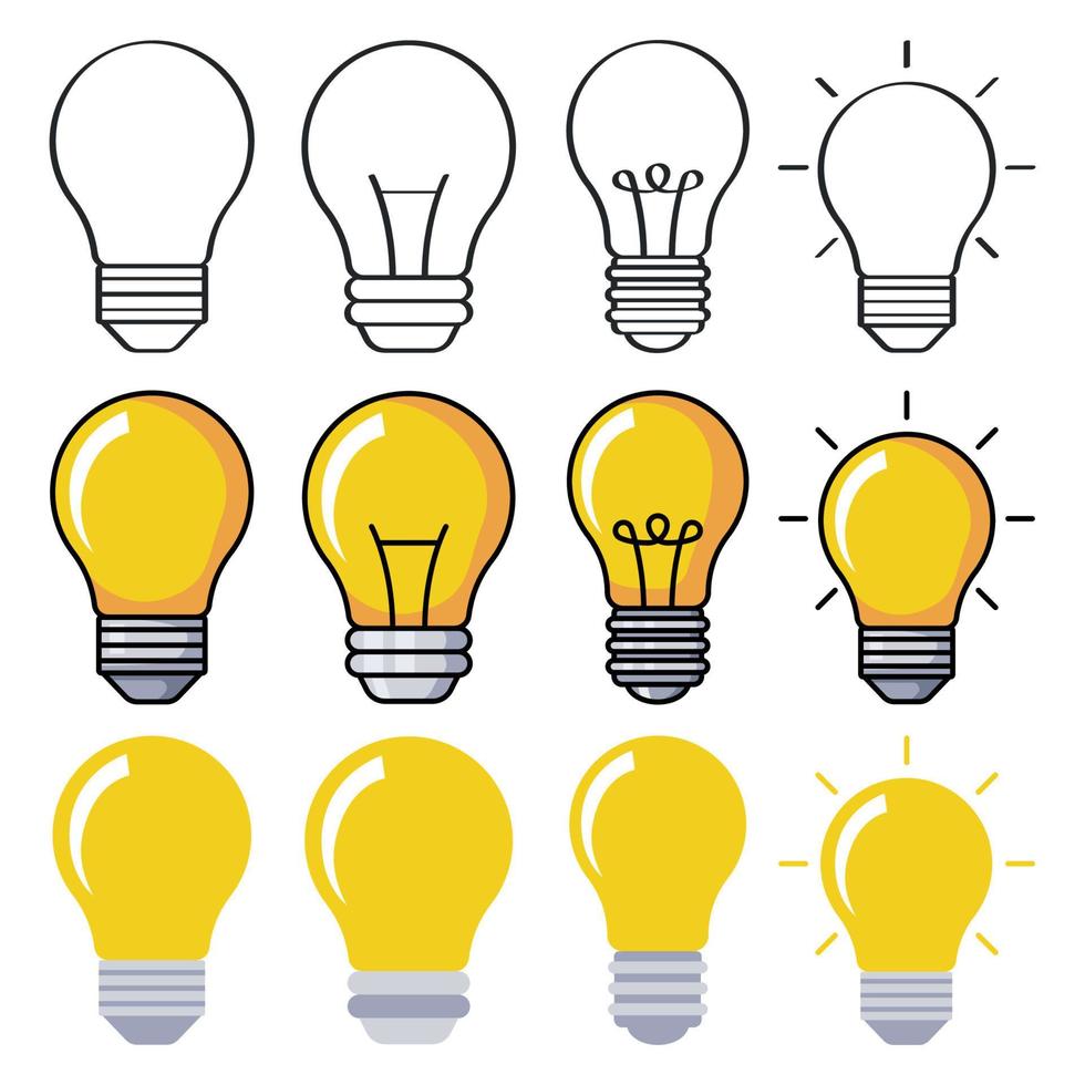 Light Bulb In Multiple Styles Set vector