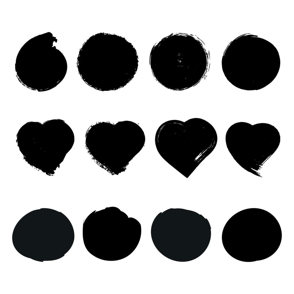 Set Of Circle And Heart Shaped Brushes vector