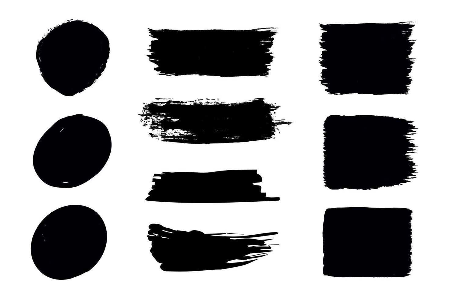 Set Of Circle Rectangle And Square Brush Strokes vector