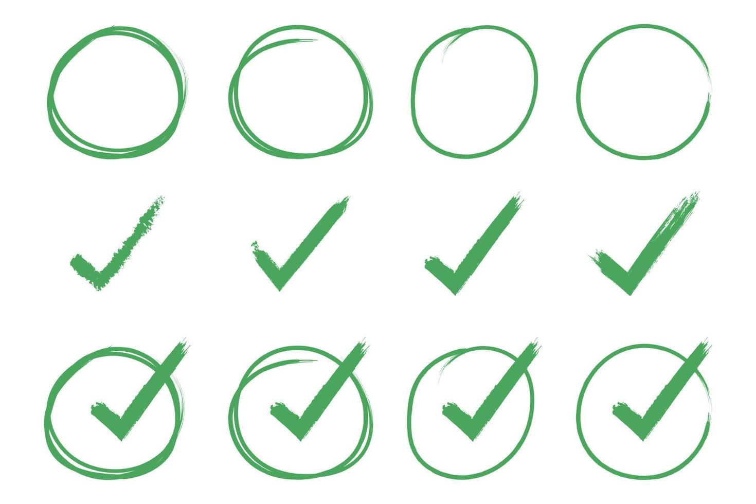 Grunge Check Marks Circles Collection vector