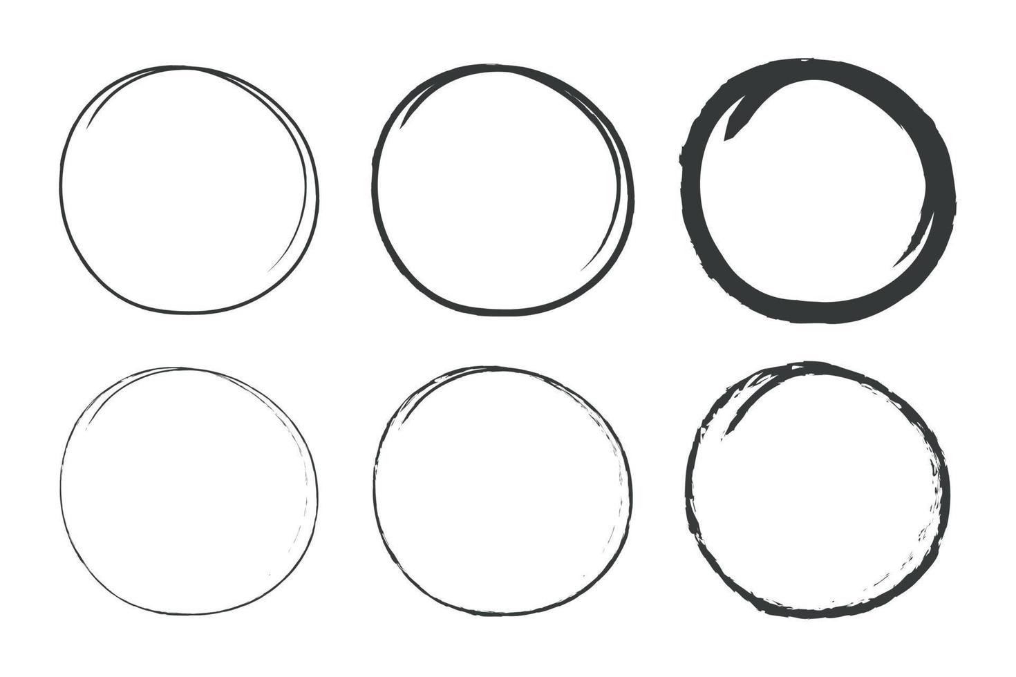 Six Brush Stroke Circles Set vector