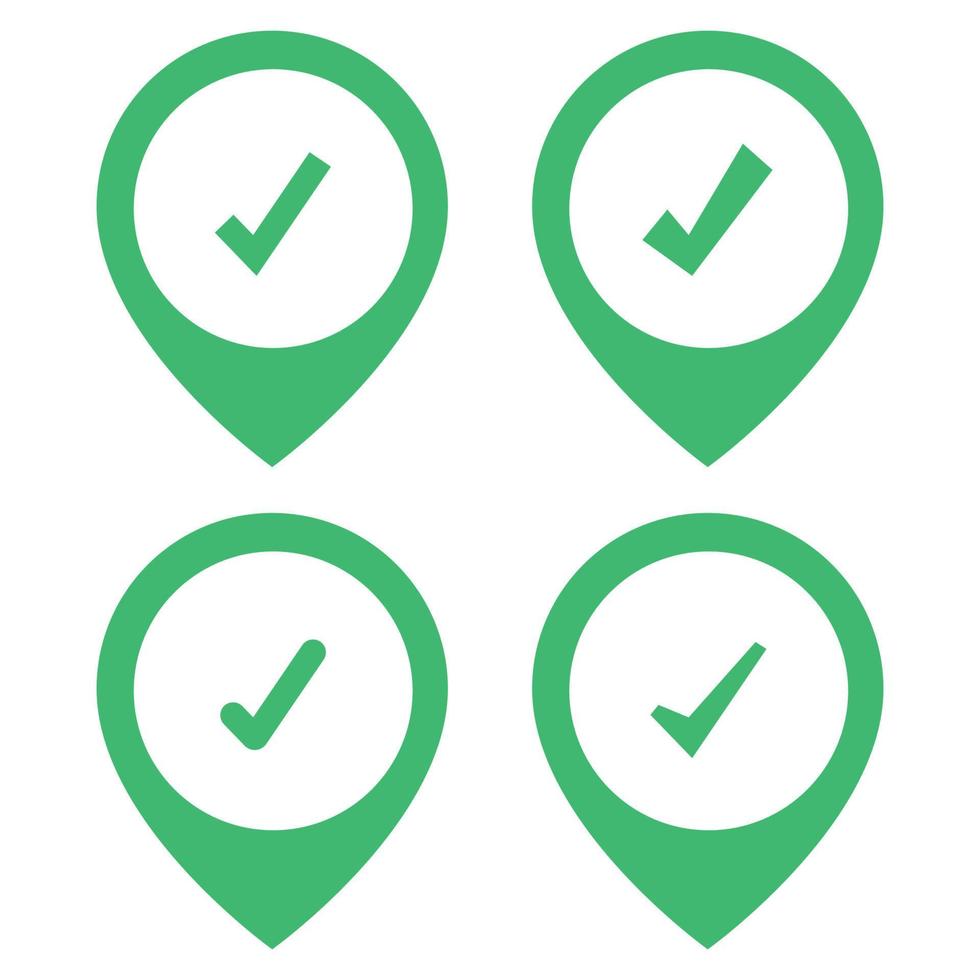 Set Of Check Mark Location Pins vector