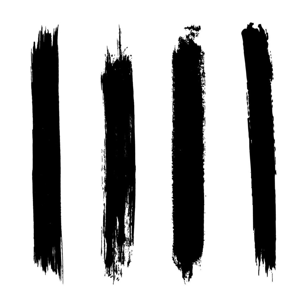 Set Of Four Black Paint Brush Strokes vector