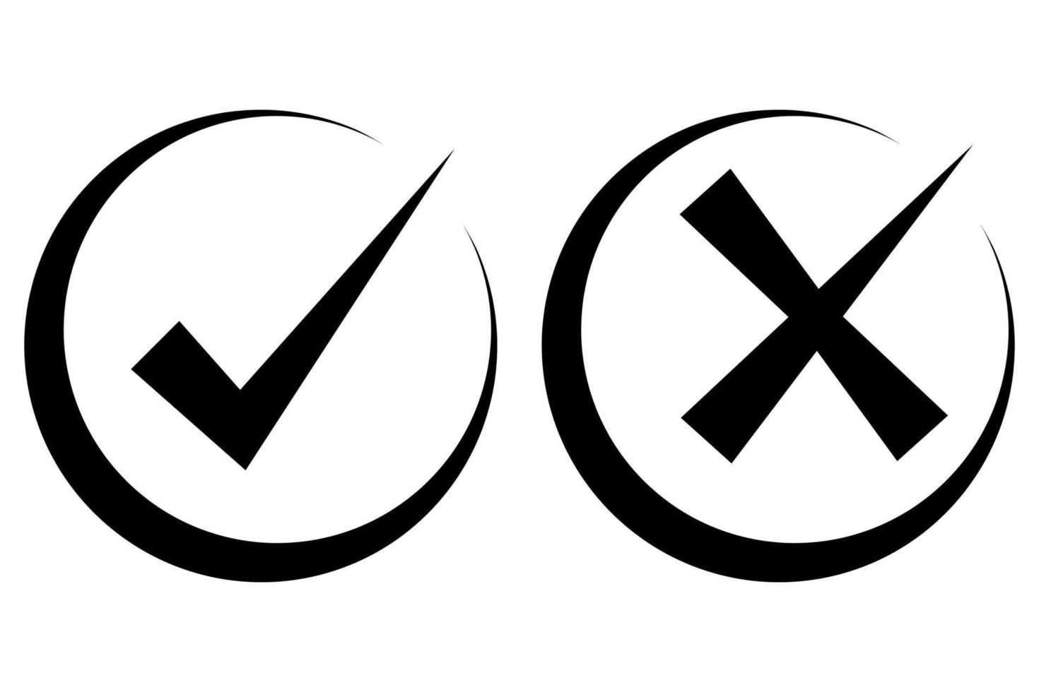 Black Check Mark And Cross vector